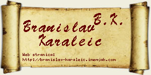 Branislav Karaleić vizit kartica